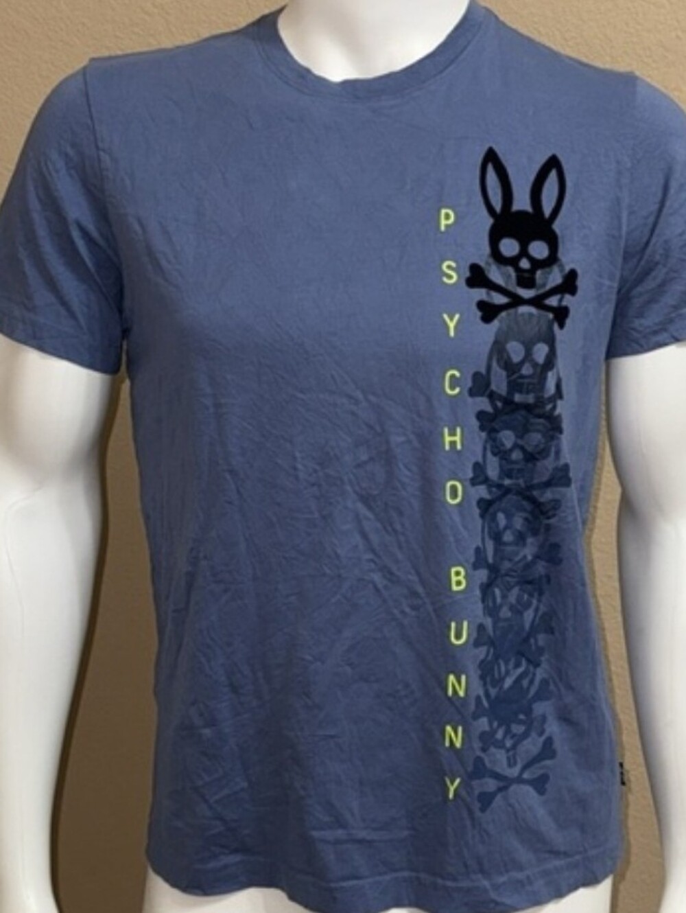 Psycho Bunny Men's Blue Graphic Logo Tee